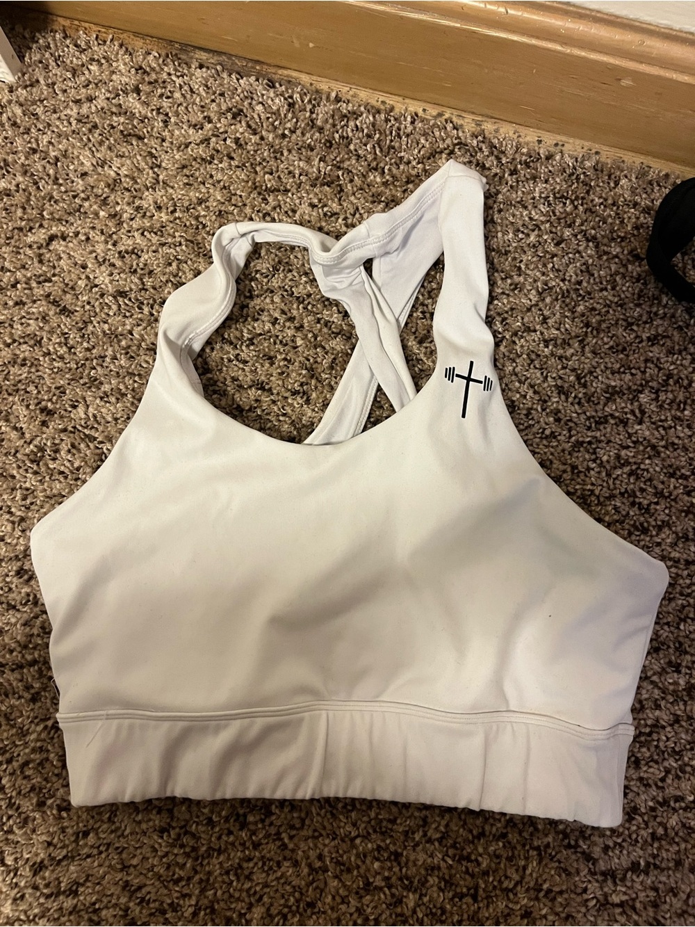 White Crisscross Back Sports Bra — Light Support